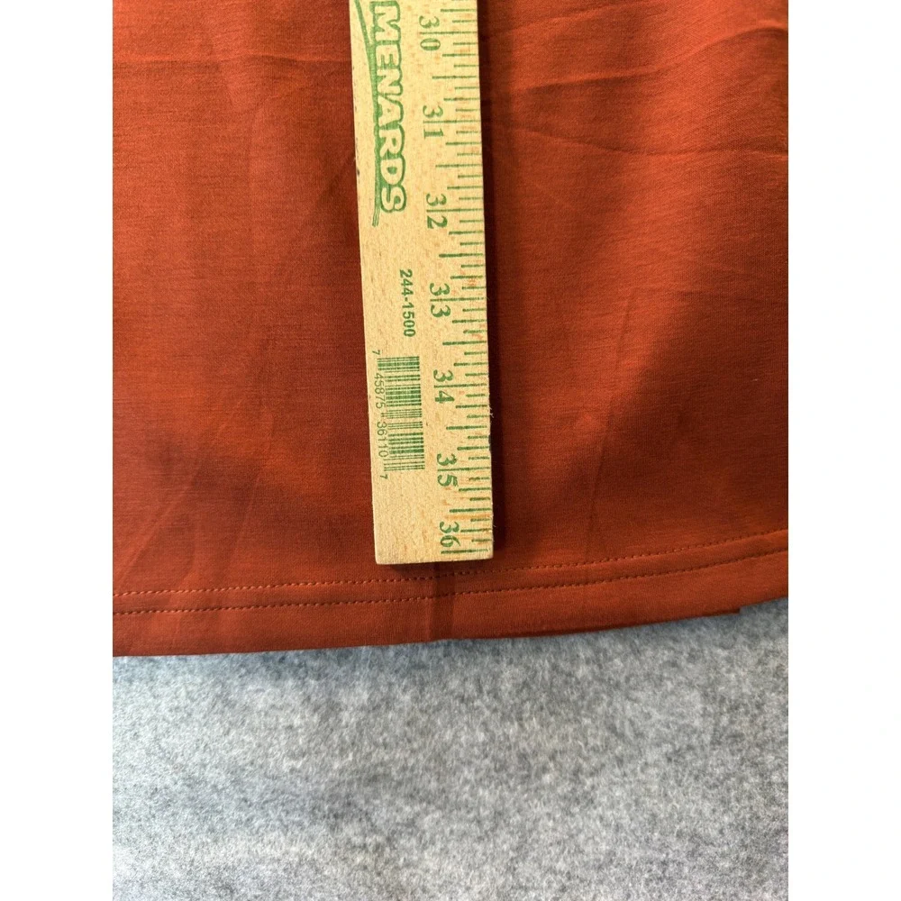 Sampeel Shift Dress Womens Medium Rust Orange Long Sleeve Crew Neck Side Slit